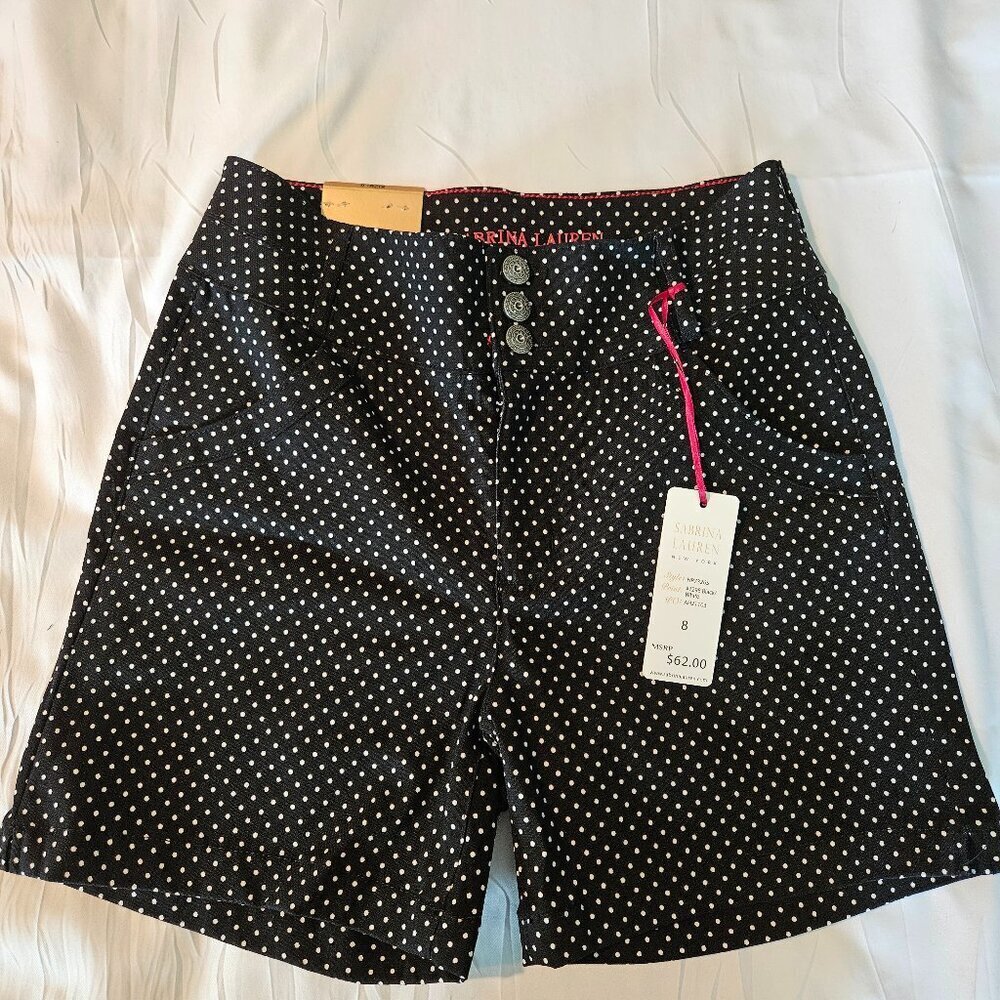 Sabrina Lauren Polka Dots Perfect Fit Ultra Soft Stretch Shorts Women’s‎ Size 8